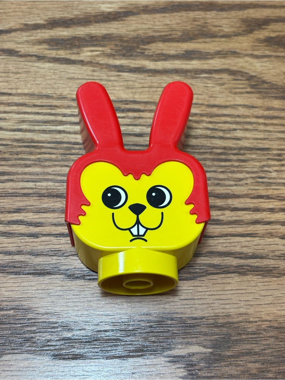 Vintage Lego Duplo Bunny Head Animal Face Ears Rabbit Yellow Red 90s